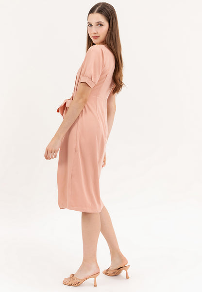 Krizia V-Neck Button Detail Overlap Dress