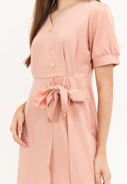 Krizia V-Neck Button Detail Overlap Dress