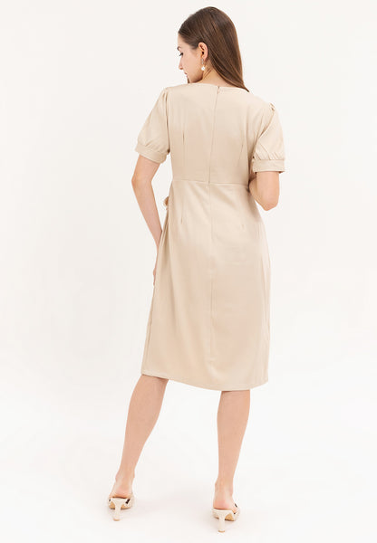 Krizia V-Neck Button Detail Overlap Dress