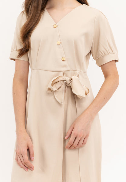 Krizia V-Neck Button Detail Overlap Dress