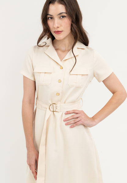 Krizia Button Down Front Pocket Dress with Belt