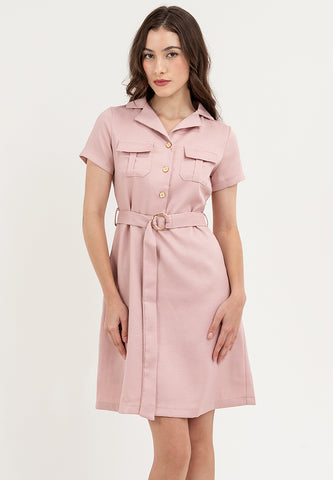 Krizia Button Down Front Pocket Dress with Belt