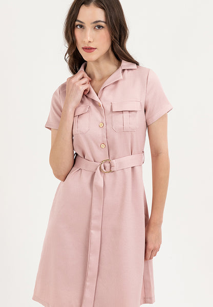 Krizia Button Down Front Pocket Dress with Belt