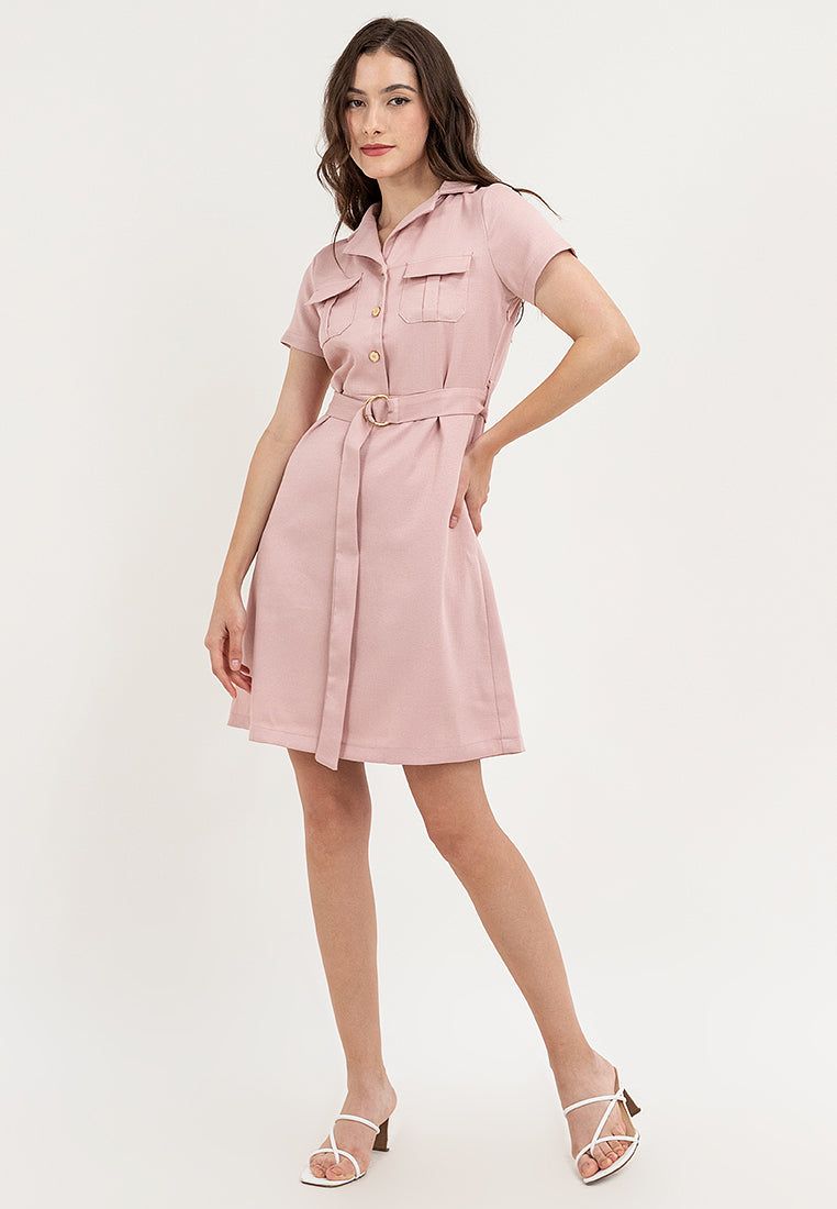 Krizia Button Down Front Pocket Dress with Belt