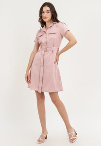 Krizia Button Down Front Pocket Dress with Belt