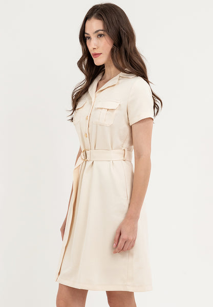 Krizia Button Down Front Pocket Dress with Belt