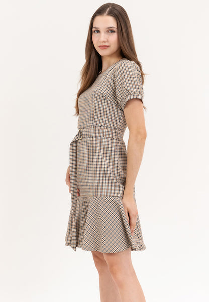 Krizia Checkered Plaid Flounce Hem Dress