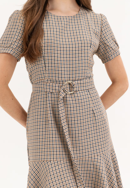 Krizia Checkered Plaid Flounce Hem Dress