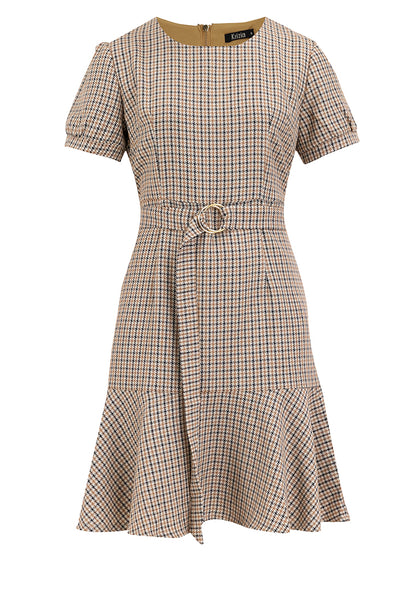 Krizia Checkered Plaid Flounce Hem Dress