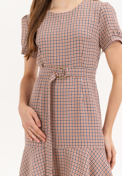 Krizia Checkered Plaid Flounce Hem Dress