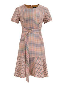 Krizia Checkered Plaid Flounce Hem Dress