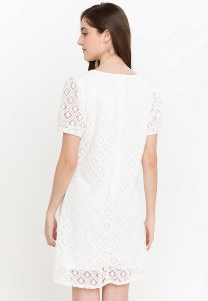 Krizia Geometric Cotton Lace Shift Dress