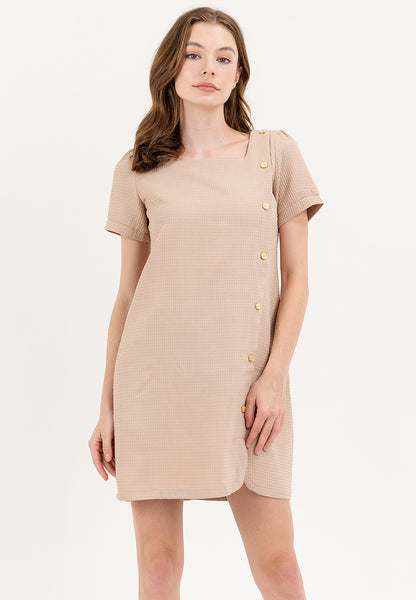 Krizia Cotton Waffled Squareneck Dress