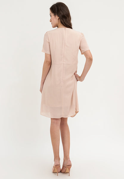 Krizia Twist Fornt Overlap Dress with Detachable Pin