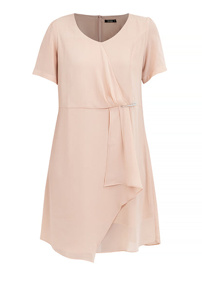 Krizia Twist Fornt Overlap Dress with Detachable Pin