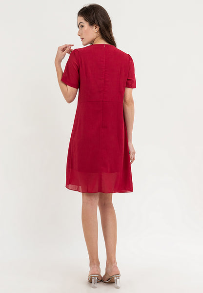 Krizia Twist Fornt Overlap Dress with Detachable Pin