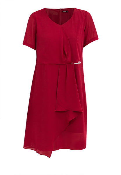 Krizia Twist Fornt Overlap Dress with Detachable Pin