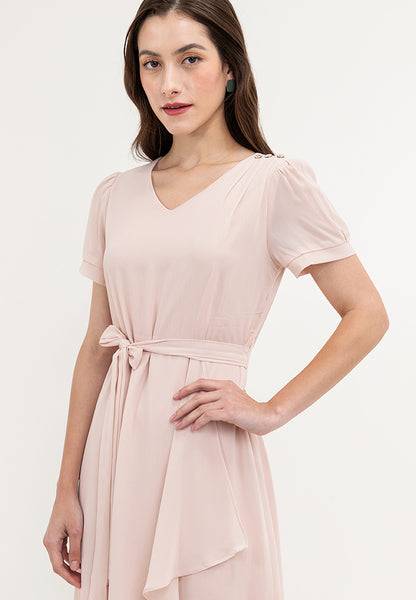 Krizia Tie Waist V-Neck Overlap Dress