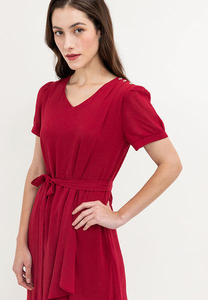 Krizia Tie Waist V-Neck Overlap Dress