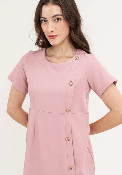 Krizia Round Neck Side Button Dress