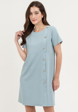 Krizia Round Neck Side Button Dress