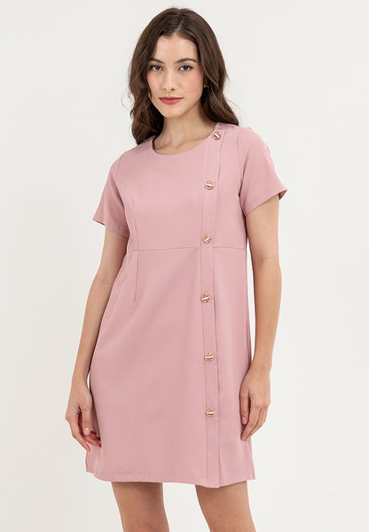 Krizia Round Neck Side Button Dress