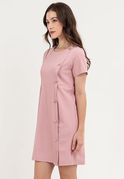 Krizia Round Neck Side Button Dress