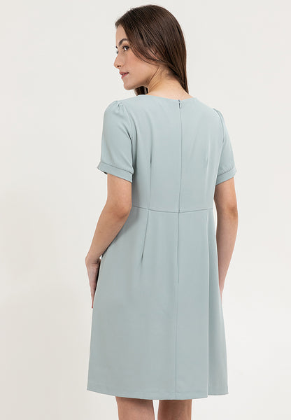 Krizia Front Placket with Subtle Pleat and Detachable Pin Dress