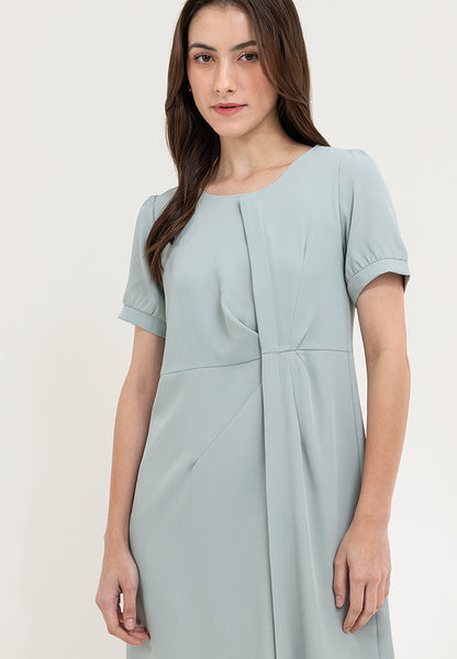 Krizia Front Placket with Subtle Pleat and Detachable Pin Dress