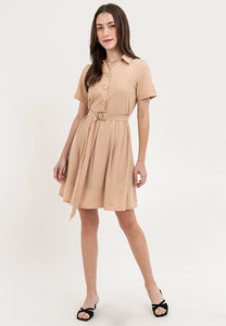 Krizia Button Down Belted Collared Shift Dress