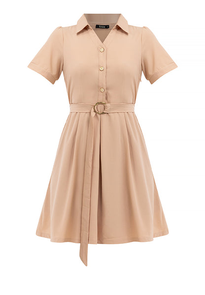 Krizia Button Down Belted Collared Shift Dress