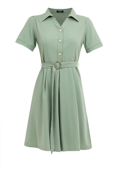 Krizia Button Down Belted Collared Shift Dress