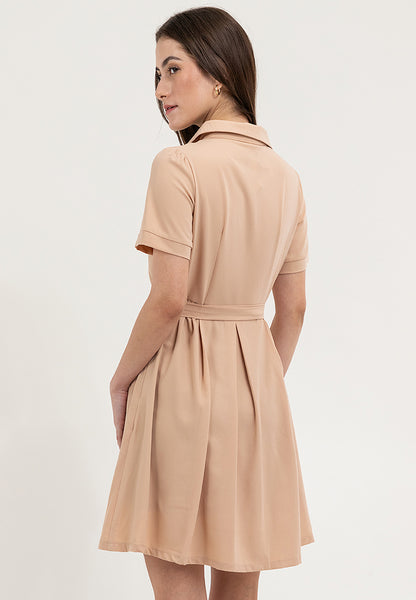 Krizia Button Down Belted Collared Shift Dress