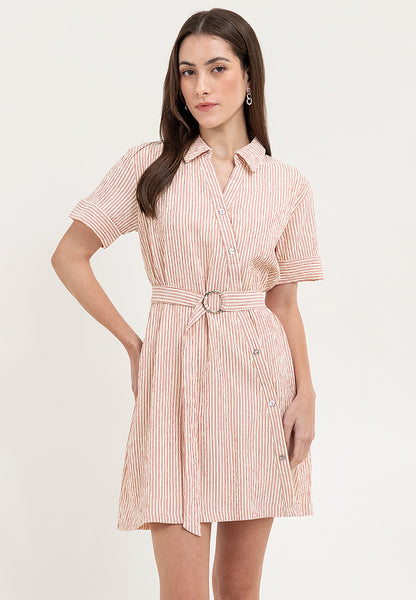 Krizia Stripe Print Collared Dress