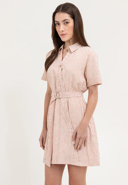 Krizia Stripe Print Collared Dress