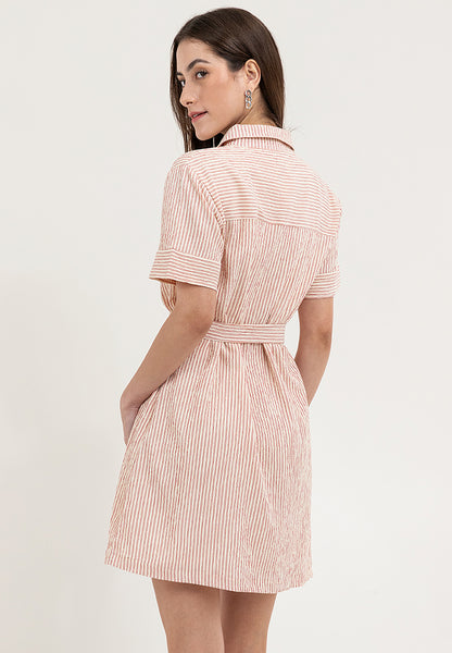 Krizia Stripe Print Collared Dress