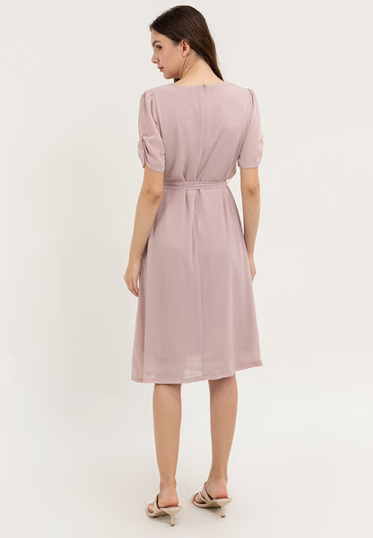 Krizia Round Neck Button Down Belted Midi Dress