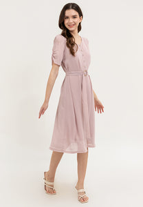 Krizia Round Neck Button Down Belted Midi Dress