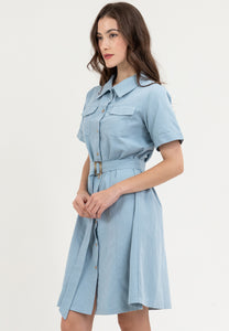 Krizia Collared Button Down Belted Dress