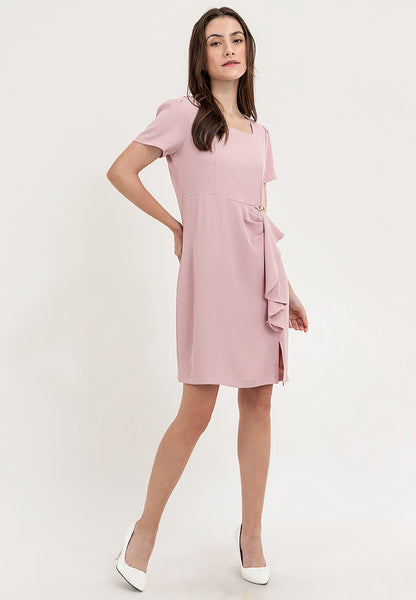 Krizia Ruffle Trim Square Neck Dress