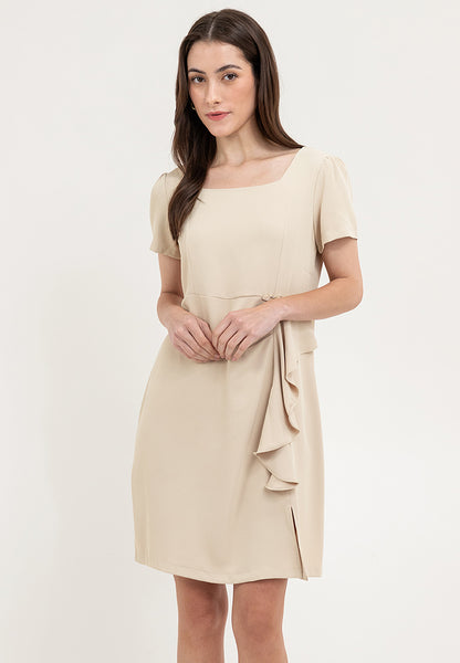 Krizia Ruffle Trim Square Neck Dress