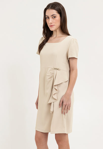 Krizia Ruffle Trim Square Neck Dress