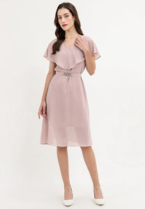 Krizia Capelet Midi Dress with Crystal Bel