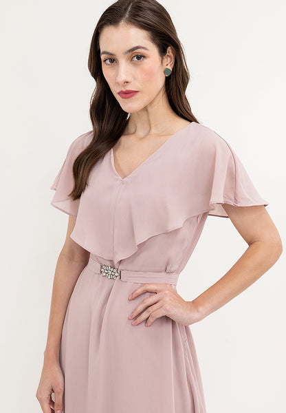 Krizia Capelet Midi Dress with Crystal Bel