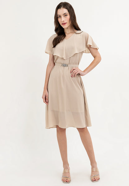 Krizia Capelet Midi Dress with Crystal Bel