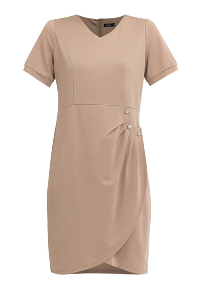 Krizia V-Neckline Dress with Side Waist Ruched Details