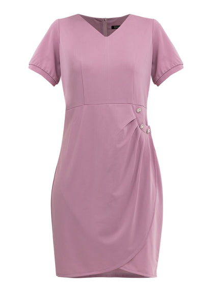 Krizia V-Neckline Dress with Side Waist Ruched Details