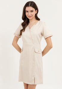 Krizia Classic Mock Wrap Dress with Flaps Pocket on the Side