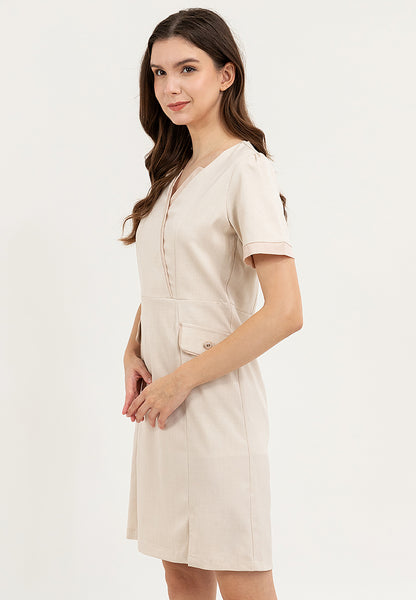 Krizia Classic Mock Wrap Dress with Flaps Pocket on the Side