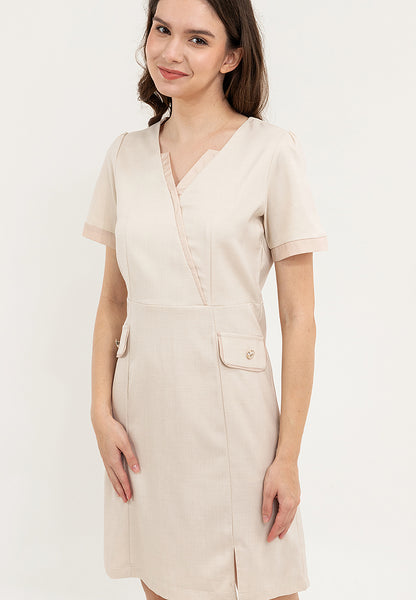 Krizia Classic Mock Wrap Dress with Flaps Pocket on the Side